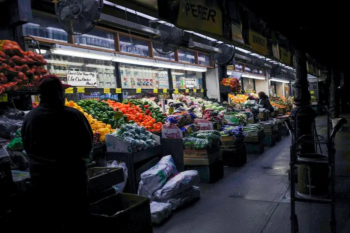 a produce market in New York City